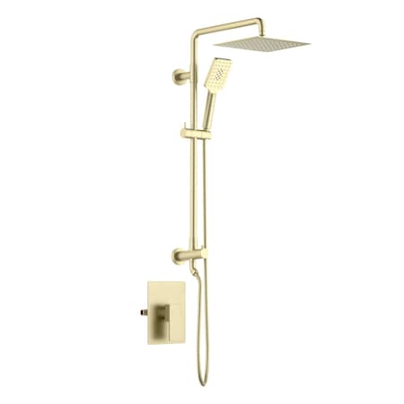 Kibi Cube Pressure Balanced 2-Function Shower Column with Rough In Valve - Brushed Gold KSC404BG